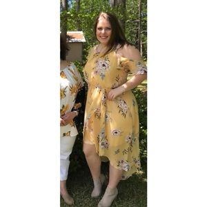 Yellow Floral high-low dress